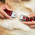 Queen's Heart Full Color Reds Gold Seatbelt Buckle Collar - Queen of Hearts Poses/Hearts/Cards Reds/Black
