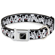 MICKEY MOUSE Autograph Full Color Black/White Seatbelt Buckle Collar - Mickey Mouse Expression Blocks White/Black/Red