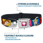 Princess Gem Heart Full Color Black Pink Seatbelt Buckle Collar - Disney Princess Blocks