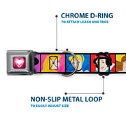 Princess Gem Heart Full Color Black Pink Seatbelt Buckle Collar - Disney Princess Blocks