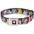 Load image into Gallery viewer, Princess Gem Heart Full Color Black/Pink Seatbelt Buckle Collar - Princess Pose/Princess & Prince Scene Grays/Multi Color
