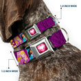 Load image into Gallery viewer, Princess Gem Heart Full Color Black/Pink Seatbelt Buckle Collar - Disney DREAMER 7-Sparkling Princesses/Tiara Purple/White
