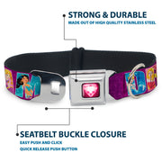 Princess Gem Heart Full Color Black/Pink Seatbelt Buckle Collar - Disney DREAMER 7-Sparkling Princesses/Tiara Purple/White