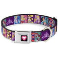 Load image into Gallery viewer, Princess Gem Heart Full Color Black/Pink Seatbelt Buckle Collar - Disney DREAMER 7-Sparkling Princesses/Tiara Purple/White
