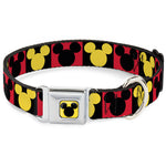 Mickey Mouse Ears Full Color Yellow/Black Seatbelt Buckle Collar - Mickey Mouse Ears Icon Blocks Red/Black/Yellow