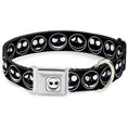 Load image into Gallery viewer, The Nightmare Before Christmas Jack Smiling Full Color White/Black Seatbelt Buckle Collar - The Nightmare Before Christmas Jack 5-Expressions Black/White

