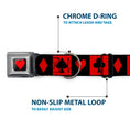 Load image into Gallery viewer, Alice in Wonderland Heart Full Color Black/Red Seatbelt Buckle Collar - Alice in Wonderland Card Suits Red/Black
