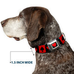 Alice in Wonderland Heart Full Color Black/Red Seatbelt Buckle Collar - Alice in Wonderland Card Suits Red/Black