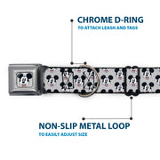 Mickey Mouse Smiling Face Full Color Gray Seatbelt Buckle Collar - Mickey Mouse Smiling Face Monogram Gray