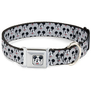 Mickey Mouse Smiling Face Full Color Gray Seatbelt Buckle Collar - Mickey Mouse Smiling Face Monogram Gray