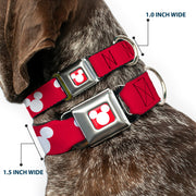 Mickey Mouse Ears Icon Full Color Red/White Seatbelt Buckle Collar - Mickey Mouse Ears Icon Red/White
