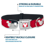 Mickey Mouse Ears Icon Full Color Red/White Seatbelt Buckle Collar - Mickey Mouse Ears Icon Red/White