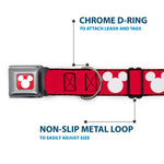 Mickey Mouse Ears Icon Full Color Red/White Seatbelt Buckle Collar - Mickey Mouse Ears Icon Red/White