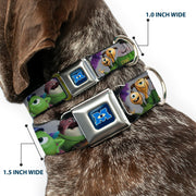 Monsters University Logo Full Color Blue/White Seatbelt Buckle Collar - Monsters University Character Lineup Gray