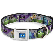 Monsters University Logo Full Color Blue/White Seatbelt Buckle Collar - Monsters University Character Lineup Gray