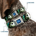 Load image into Gallery viewer, Monsters University Logo Full Color Blue White Seatbelt Buckle Collar - Mike Poses/Eyeballs Black/Greens
