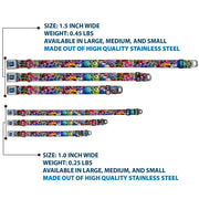 Monsters University Logo Full Color Blue White Seatbelt Buckle Collar - Monsters University Monsters Stacked