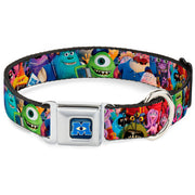 Monsters University Logo Full Color Blue White Seatbelt Buckle Collar - Monsters University Monsters Stacked