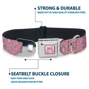 Lilo & Stitch Angel Sitting Pose Full Color Pink Seatbelt Buckle Collar - Lilo & Stitch Angel Poses Scattered Pinks