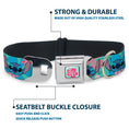 Load image into Gallery viewer, Lilo & Stitch Flower Full Color Blue/Pink Seatbelt Buckle Collar - Lilo & Stitch Stitch Expressions and Tropical Flowers Blues/Pinks
