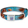 Load image into Gallery viewer, The Little Mermaid Sea Flower Full Color Blue/Purple Seatbelt Buckle Collar - The Little Mermaid Live Action Ariel Under the Sea Poses Blues
