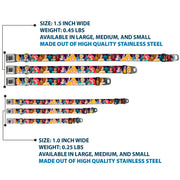 Princess Jewels Full Color Black Multi Color Seatbelt Buckle Collar - Disney Princess Poses/Castle Silhouettes Purples/Multi Color