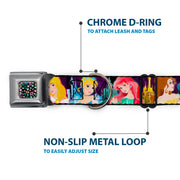 Princess Jewels Full Color Black Multi Color Seatbelt Buckle Collar - Disney Princess Poses/Castle Silhouettes Purples/Multi Color