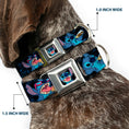 Load image into Gallery viewer, Stitch Smiling CLOSE-UP Full Color Black Seatbelt Buckle Collar - Stitch Snacking Poses Black/Blue
