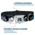 Load image into Gallery viewer, Stitch Smiling CLOSE-UP Full Color Black Seatbelt Buckle Collar - Stitch Snacking Poses Black/Blue
