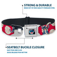 Load image into Gallery viewer, Stitch Smiling Full Color CLOSE-UP Seatbelt Buckle Collar - Lilo & Stitch Stitch 4-Poses/Lilo Dress Leaves Red/Ivory
