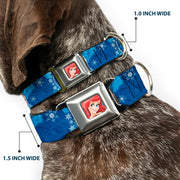 Frozen Elsa the Snow Queen Pose Snowflakes Full Color Blue White Seatbelt Buckle Collar - Anna & Elsa Poses/Castle & Mountains Blues