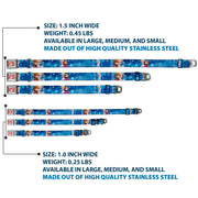 Frozen Elsa the Snow Queen Pose Snowflakes Full Color Blue White Seatbelt Buckle Collar - Anna & Elsa Poses/Castle & Mountains Blues