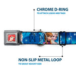 Frozen Elsa the Snow Queen Pose Snowflakes Full Color Blue White Seatbelt Buckle Collar - Anna & Elsa Poses/Castle & Mountains Blues