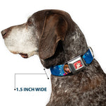 Frozen Elsa the Snow Queen Pose Snowflakes Full Color Blue White Seatbelt Buckle Collar - Anna & Elsa Poses/Castle & Mountains Blues