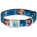 Load image into Gallery viewer, Frozen Elsa the Snow Queen Pose Snowflakes Full Color Blue White Seatbelt Buckle Collar - Anna & Elsa Poses/Castle & Mountains Blues

