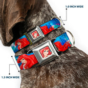 Ariel Face3 Full Color Blue Seatbelt Buckle Collar - Ariel Vivid Underwater Sparkle Poses/Castle