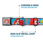 Ariel Face3 Full Color Blue Seatbelt Buckle Collar - Ariel & Flounder Vivid Underwater Poses