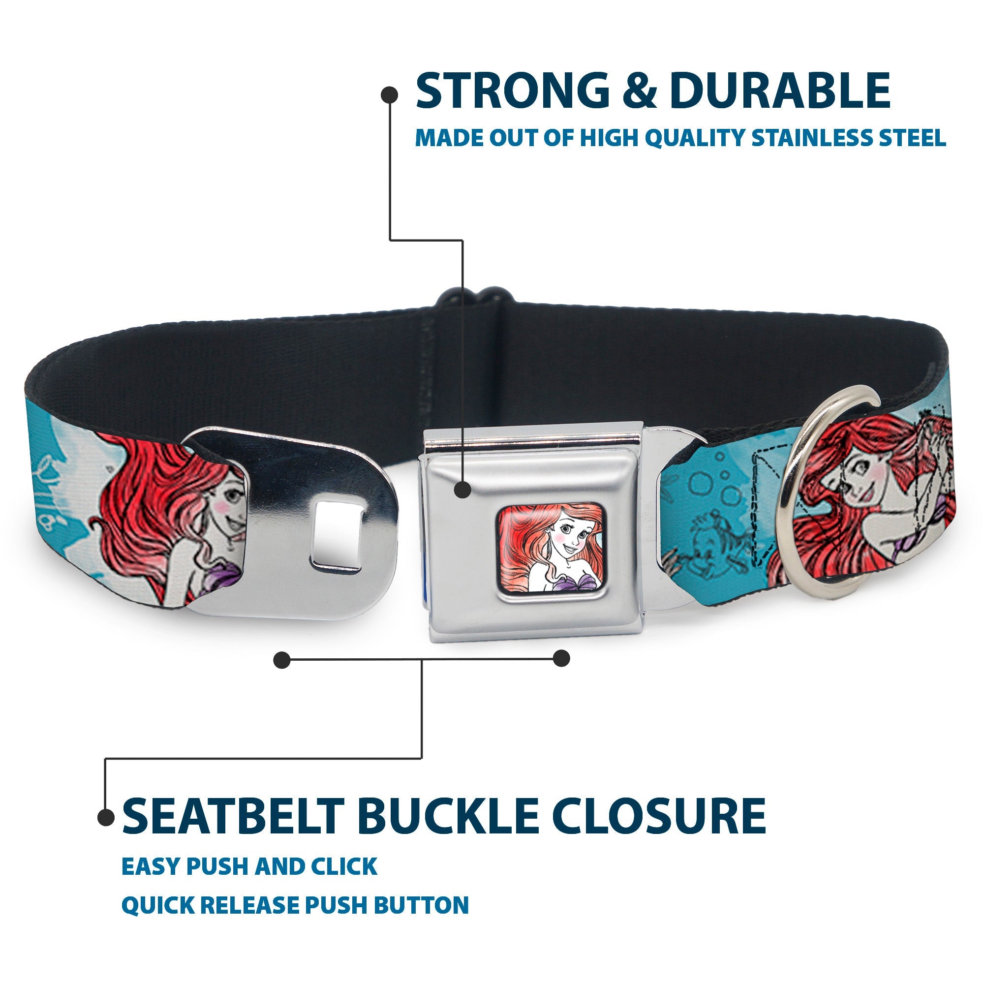 Ariel Face4 Full Color Pink Blue Seatbelt Buckle Collar - ARIEL Sketch Poses Blues/Lavender