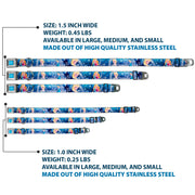 FROZEN Logo Full Color Blues Seatbelt Buckle Collar - Frozen Elsa the Snow Queen Poses/Snowflakes