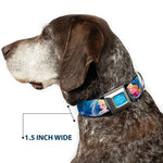 FROZEN Logo Full Color Blues Seatbelt Buckle Collar - Frozen Elsa the Snow Queen Poses/Snowflakes