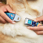 FROZEN Logo Full Color Blues Seatbelt Buckle Collar - Frozen Elsa the Snow Queen Poses/Snowflakes