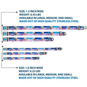 FROZEN Logo Full Color Blues Seatbelt Buckle Collar - Elsa the Snow Queen Poses/Castle & Snowy Mountains Blue-Pink Fade
