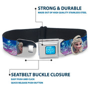 FROZEN Logo Full Color Blues Seatbelt Buckle Collar - Elsa the Snow Queen Poses/Castle & Snowy Mountains Blue-Pink Fade