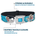 Load image into Gallery viewer, FROZEN Logo Full Color Blues Seatbelt Buckle Collar - Frozen Elsa Face/Action Pose/Snowflakes Blues/White
