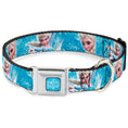 Load image into Gallery viewer, FROZEN Logo Full Color Blues Seatbelt Buckle Collar - Frozen Elsa Face/Action Pose/Snowflakes Blues/White
