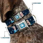 Frozen Snowflake Full Color Blue White Seatbelt Buckle Collar - Elsa the Snow Queen Poses/Snowflakes LET IT GO Blues/White