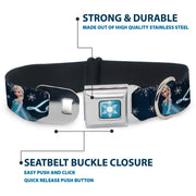 Frozen Snowflake Full Color Blue White Seatbelt Buckle Collar - Elsa the Snow Queen Poses/Snowflakes LET IT GO Blues/White