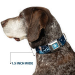 Frozen Snowflake Full Color Blue White Seatbelt Buckle Collar - Elsa the Snow Queen Poses/Snowflakes LET IT GO Blues/White
