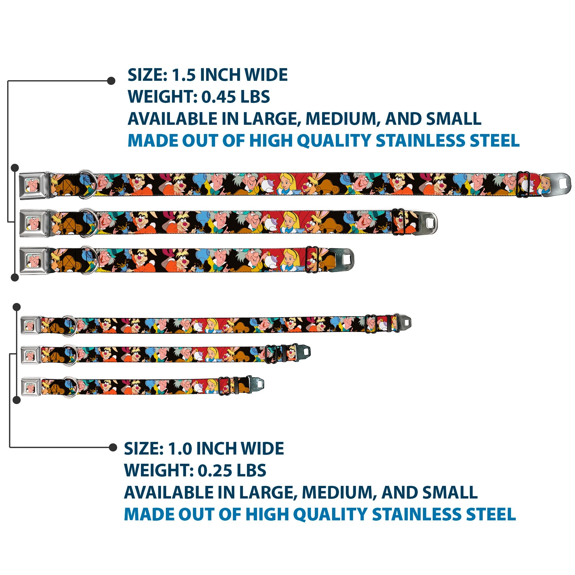 Mad Hatter Face Full Color Seatbelt Buckle Collar - Mad Hatter's Tea Party Poses