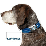 Olaf Face Snowflakes Stitch Full Color Blues White Seatbelt Buckle Collar - Olaf/Snowflakes Stitch Blues/White
